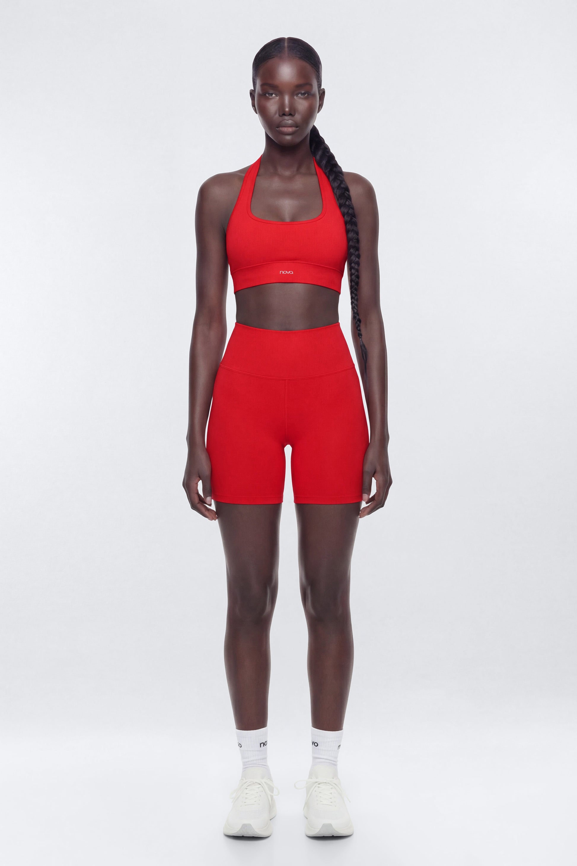 SeamlessLift™ Halter Sports Bra - Red Fashion Nova
