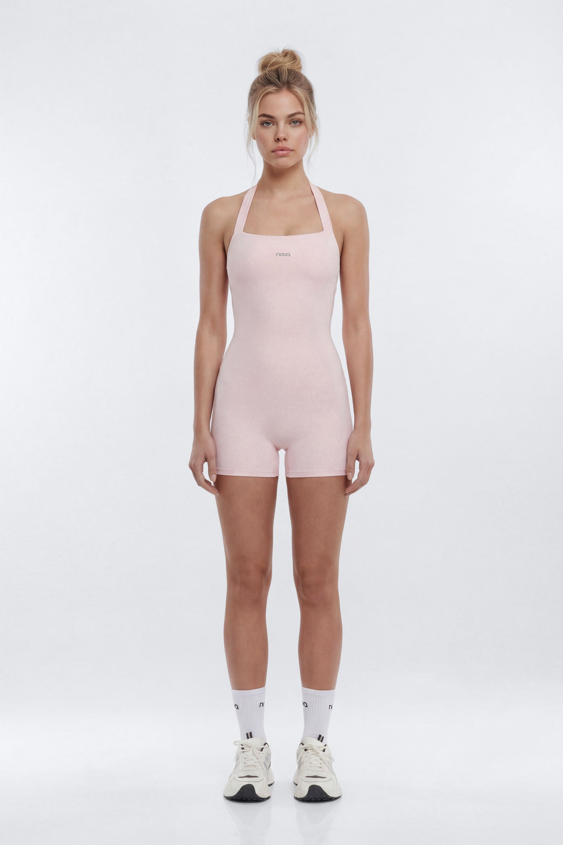 CloudForm™ 3″ Halter Romper - Pink Fashion Nova
