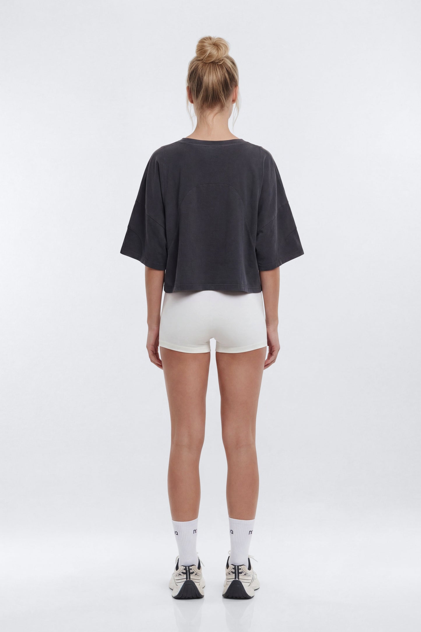 Cotton Jersey Oversized Stitched Short Sleeve Top - Charcoal Fashion Nova