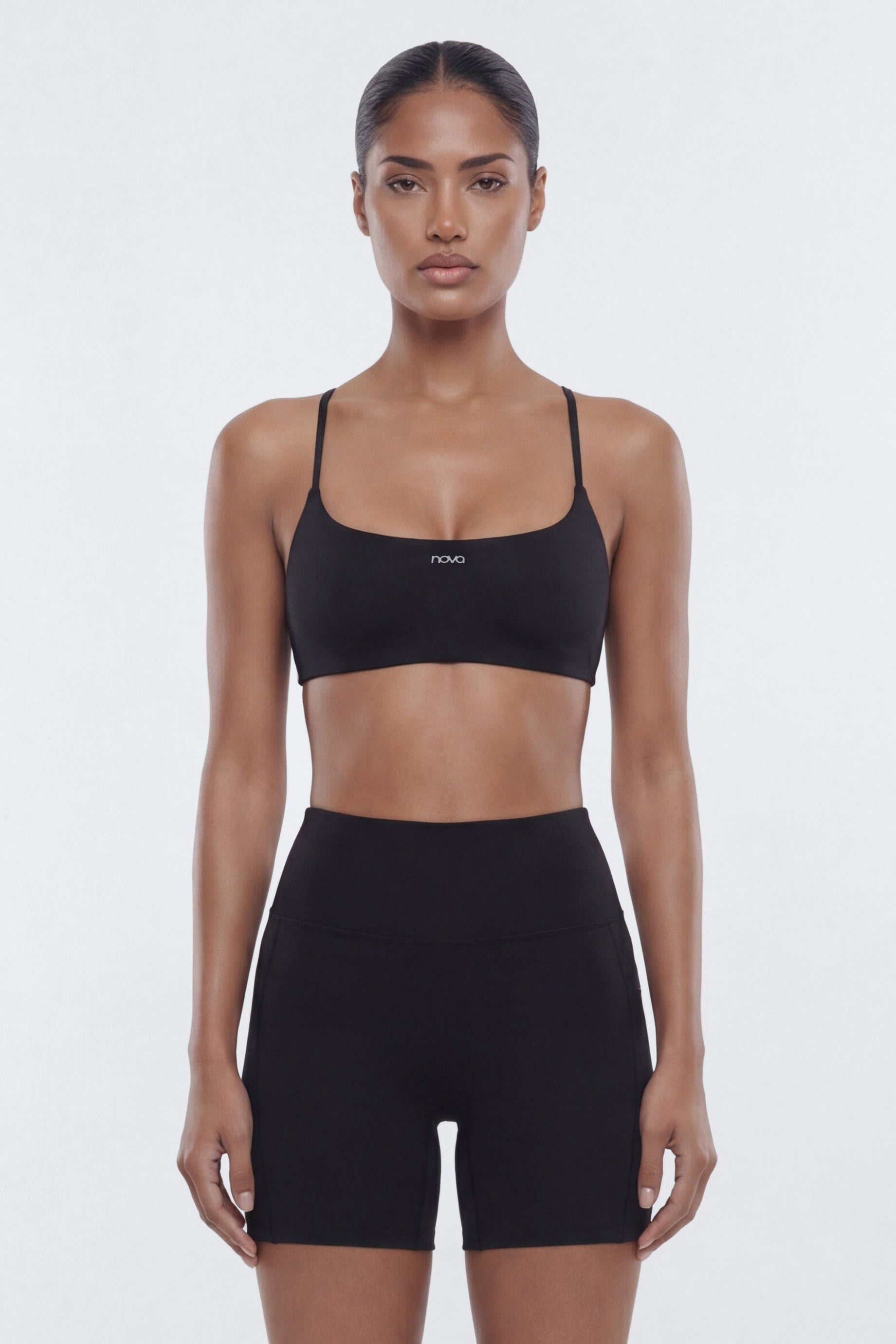 CloudForm™ Strappy Back Sports Bra - Black Fashion Nova