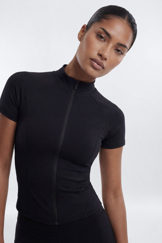 CloudForm™ Short Sleeve Full Zip Jacket - Black Fashion Nova