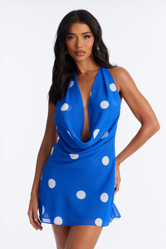 Gia Halter Chiffon Mini Dress - Royal