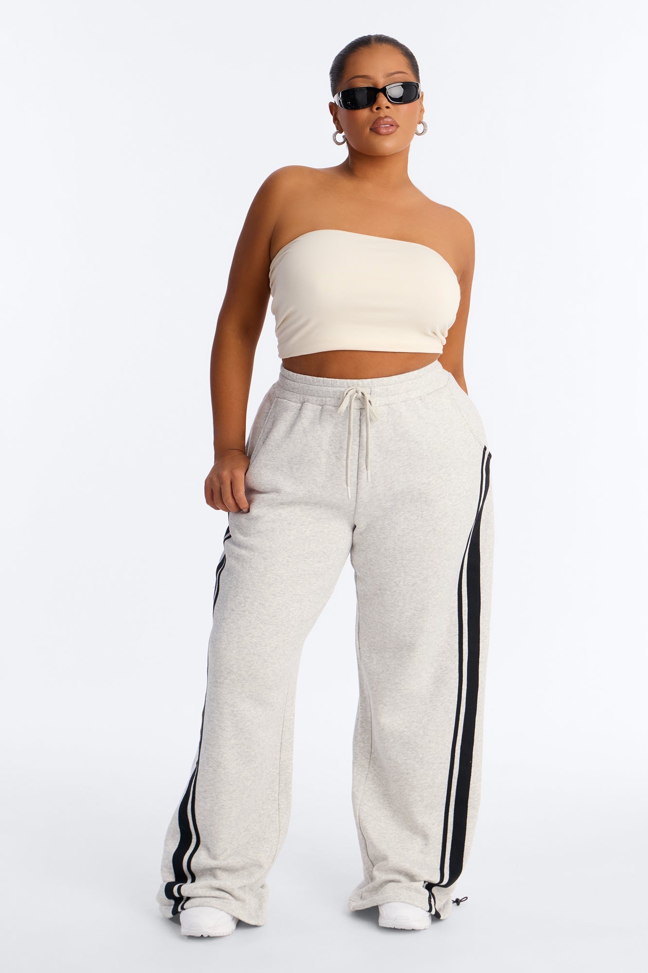 Jorden Fleece Wide Leg Lounge Pant - Heather Grey