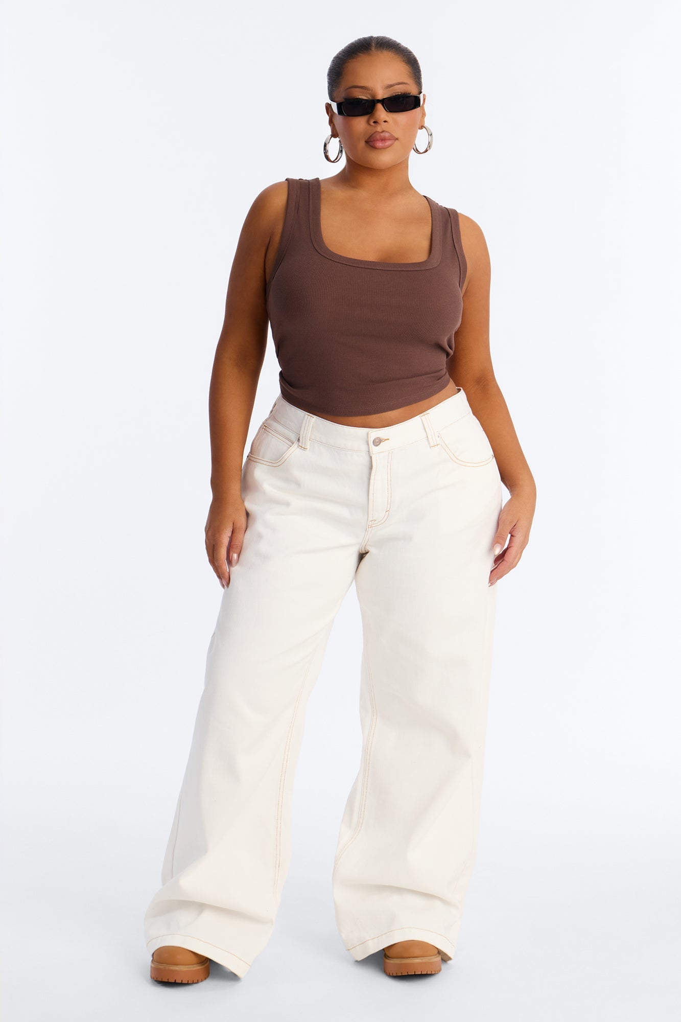 After Hours Low Rise Baggy Jeans - White