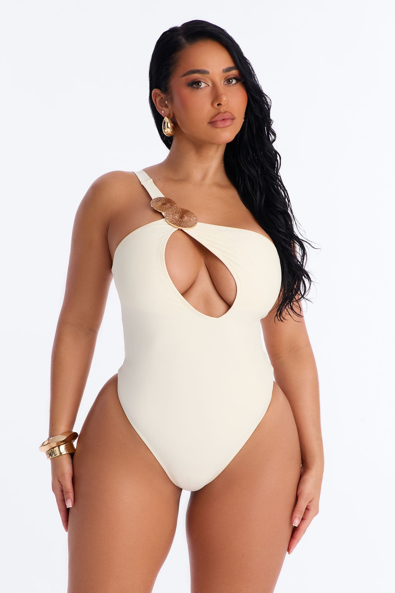 Perfect Waves Hardware Cutout 1 Piece Swimsuit - White Fashion Nova