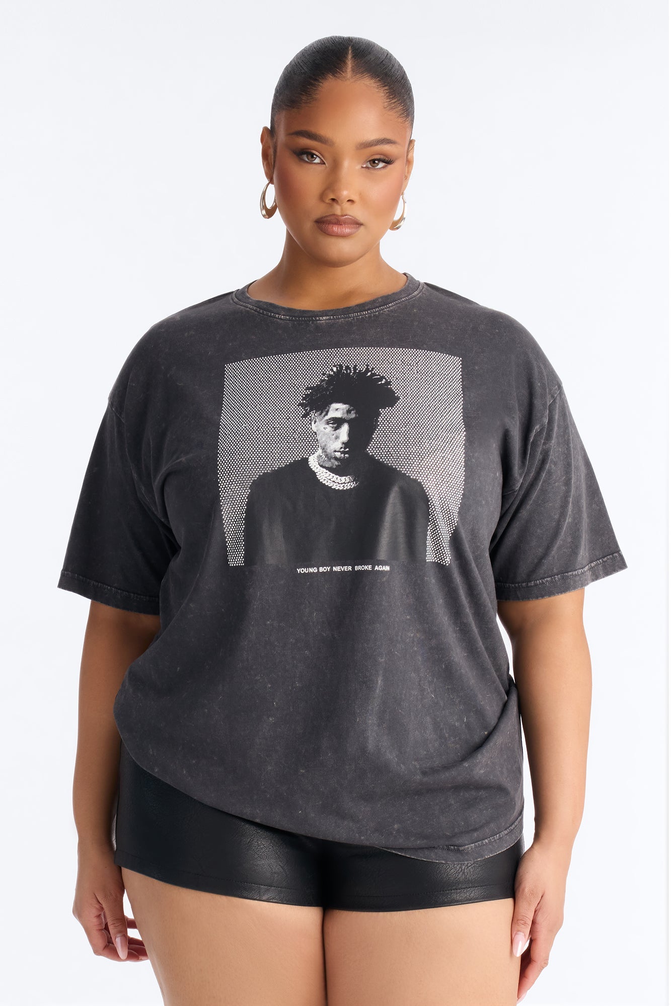 Youngboy Rhinestone Washed Tee - Black Wash