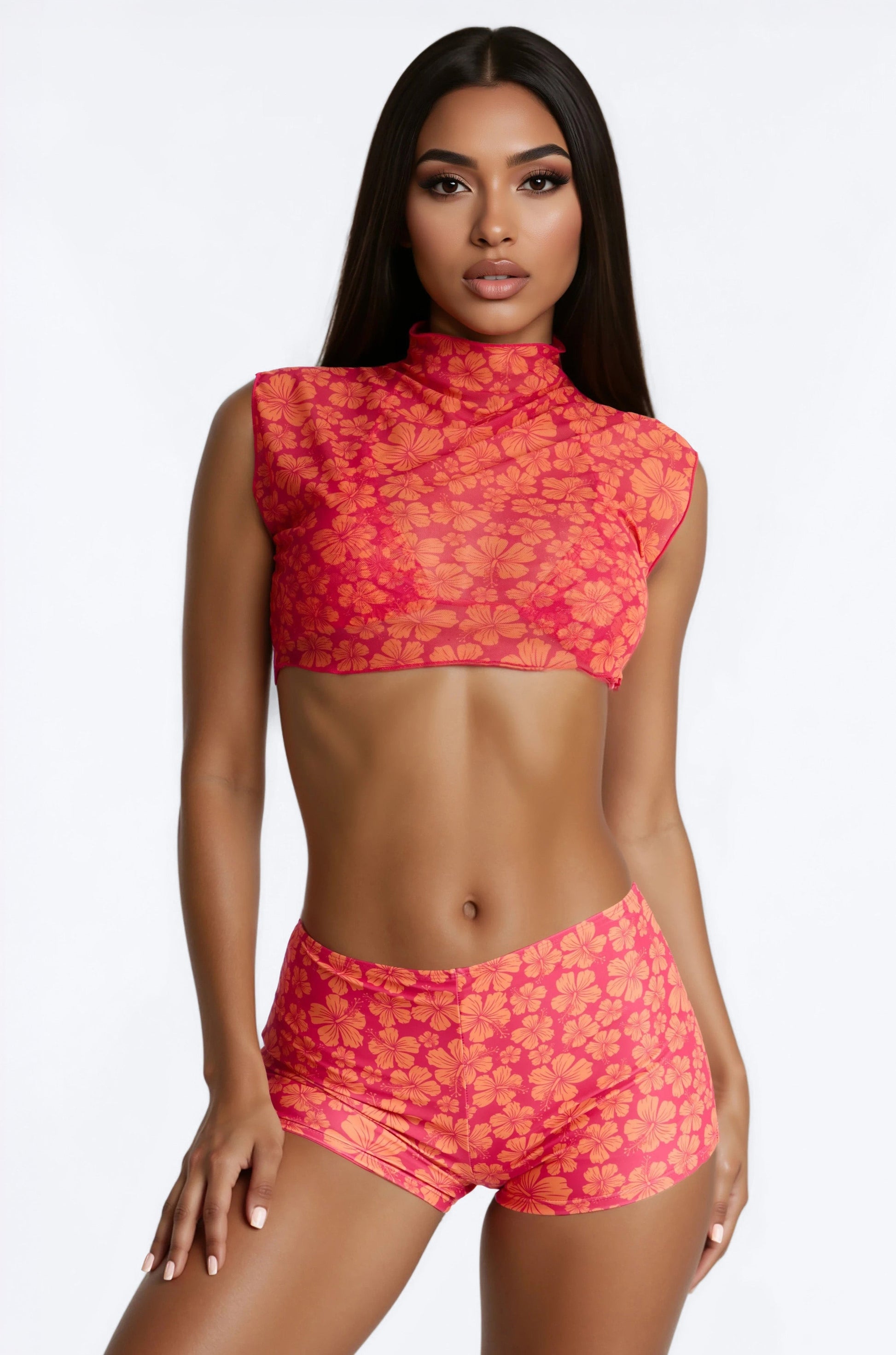 Kristy Floral 3 Piece Bikini Set - Pink/combo Fashion Nova