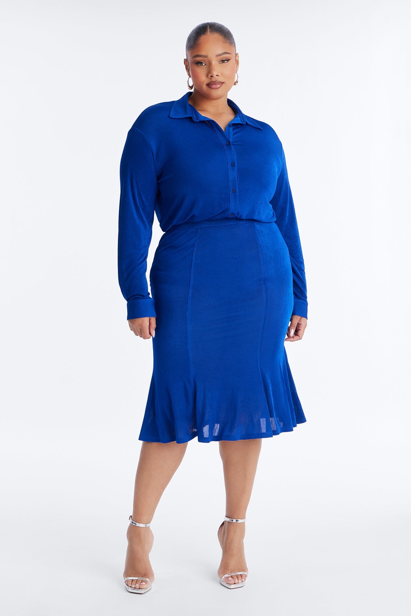 Jemma Slinky Midi Dress - Blue