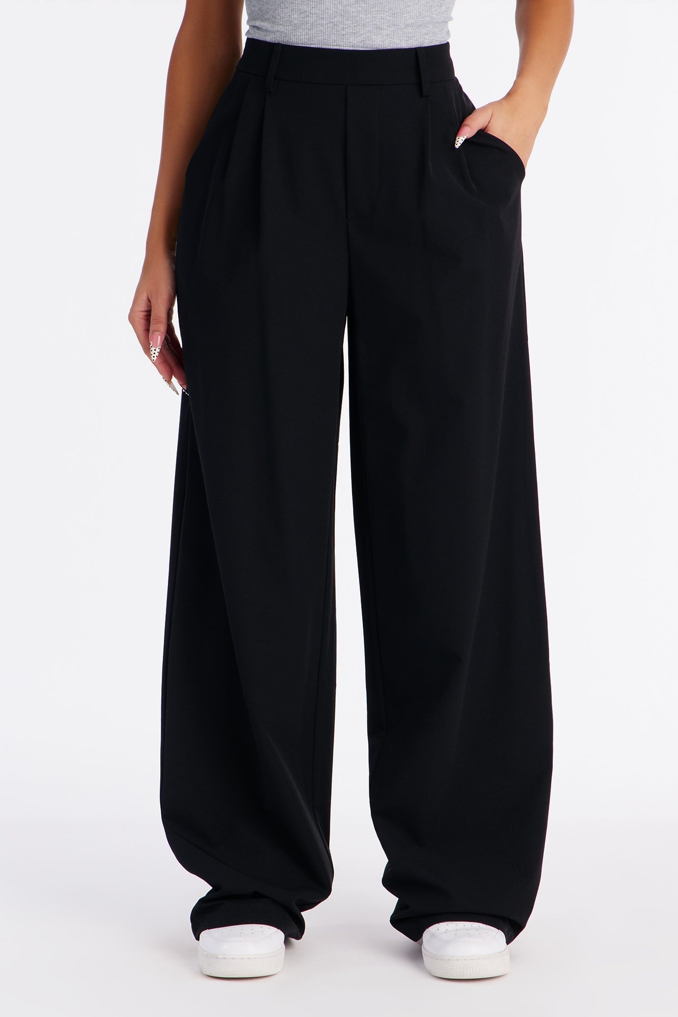 On the Go Breathable Wrinkle Free Wide Leg Pant - Black