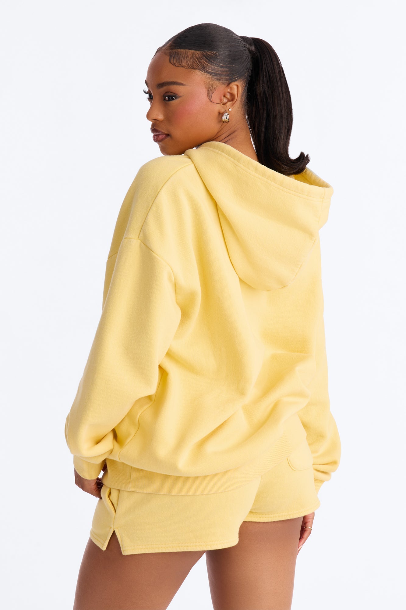 On The Run Washed Fleece Short Set - Yellow