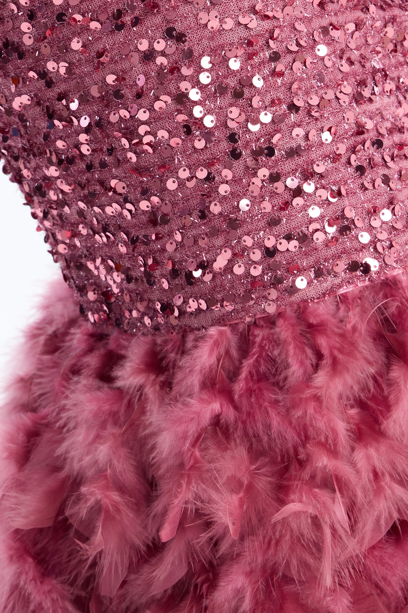 Zoey Feathered Sequin Midi Dress - Mauve