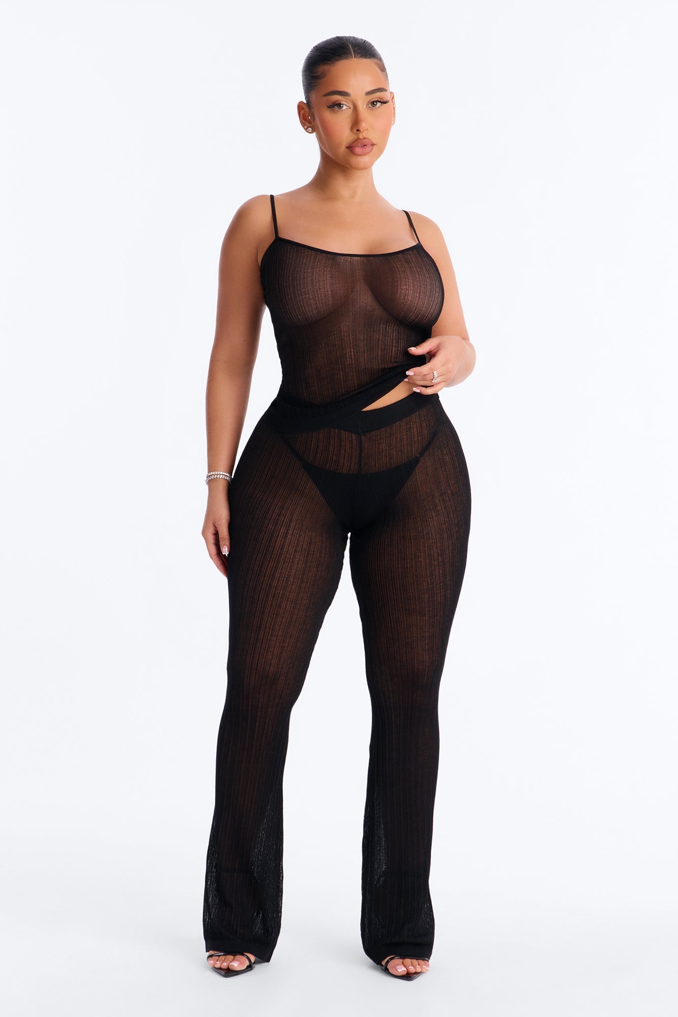 Sienna Sheer Knit Pant - Black Fashion Nova