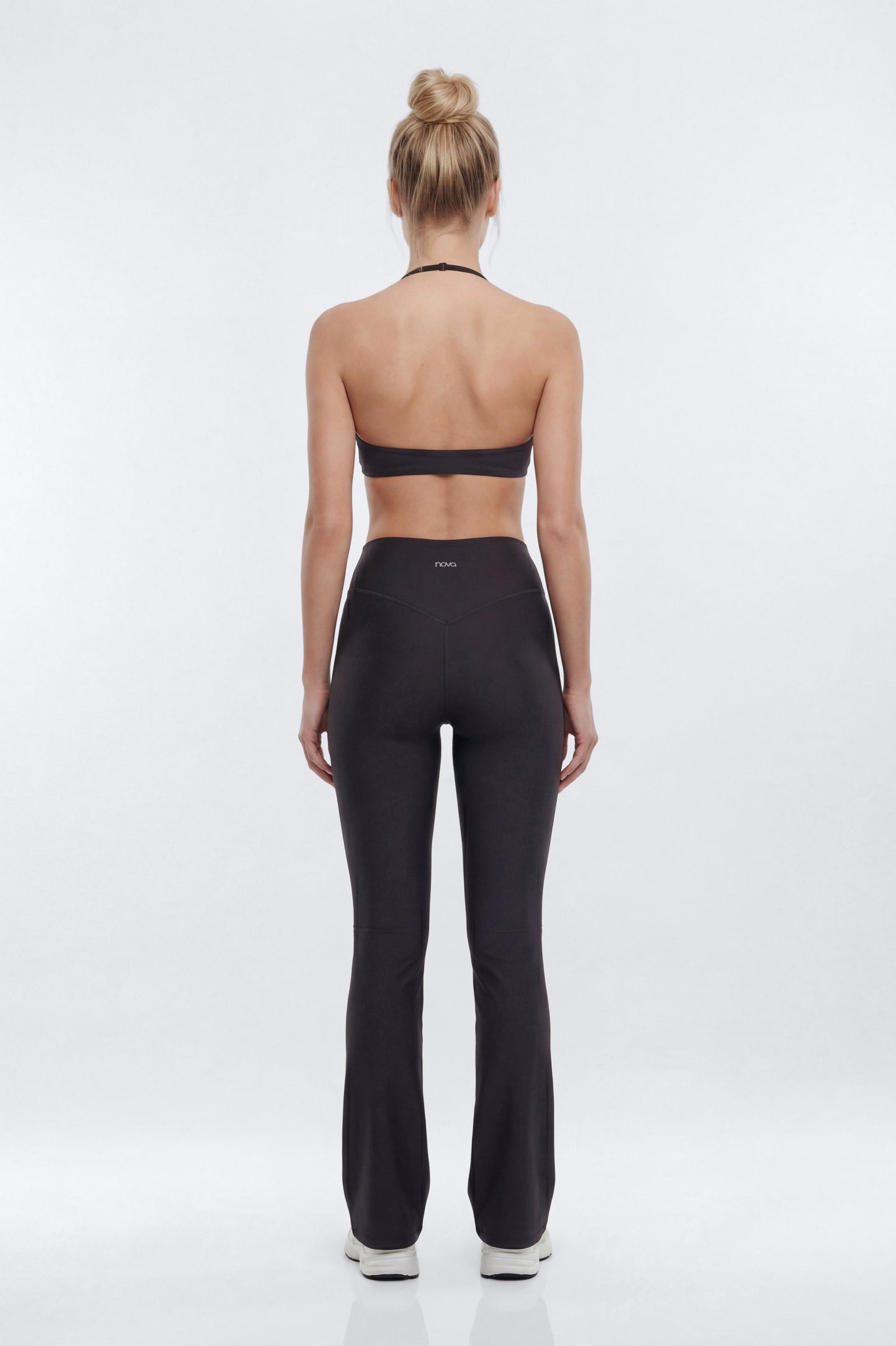 AirSculpt™ 32″ Cross Front Mid Rise Flare Legging - Black Fashion Nova