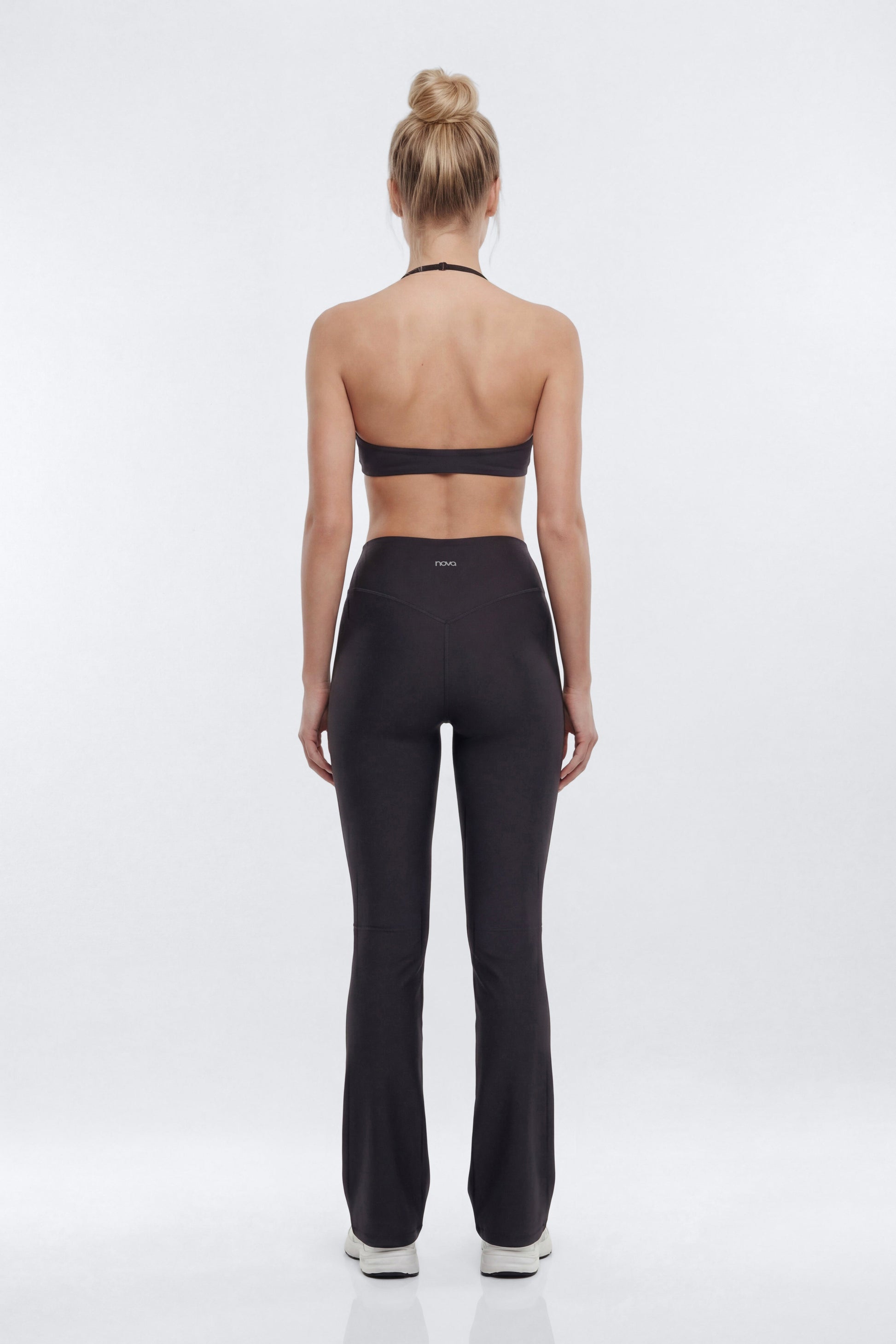 AirSculpt™ 32″ Cross Front Mid Rise Flare Legging - Black Fashion Nova