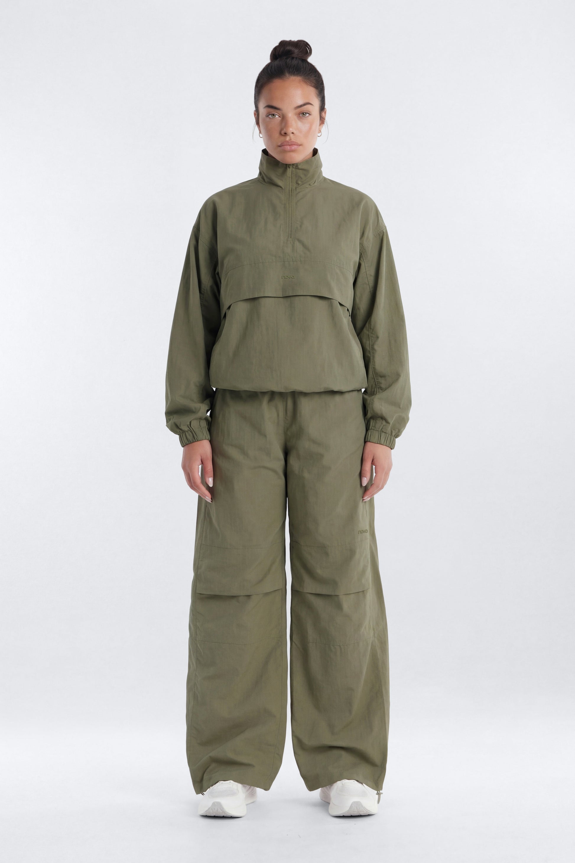 CoreNylon Mock Neck Half Zip Track Jacket - Moss Fashion Nova