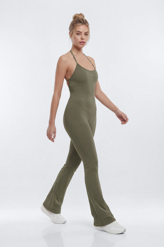 SeamlessLift™ 32″ Flare Jumpsuit - Moss Fashion Nova