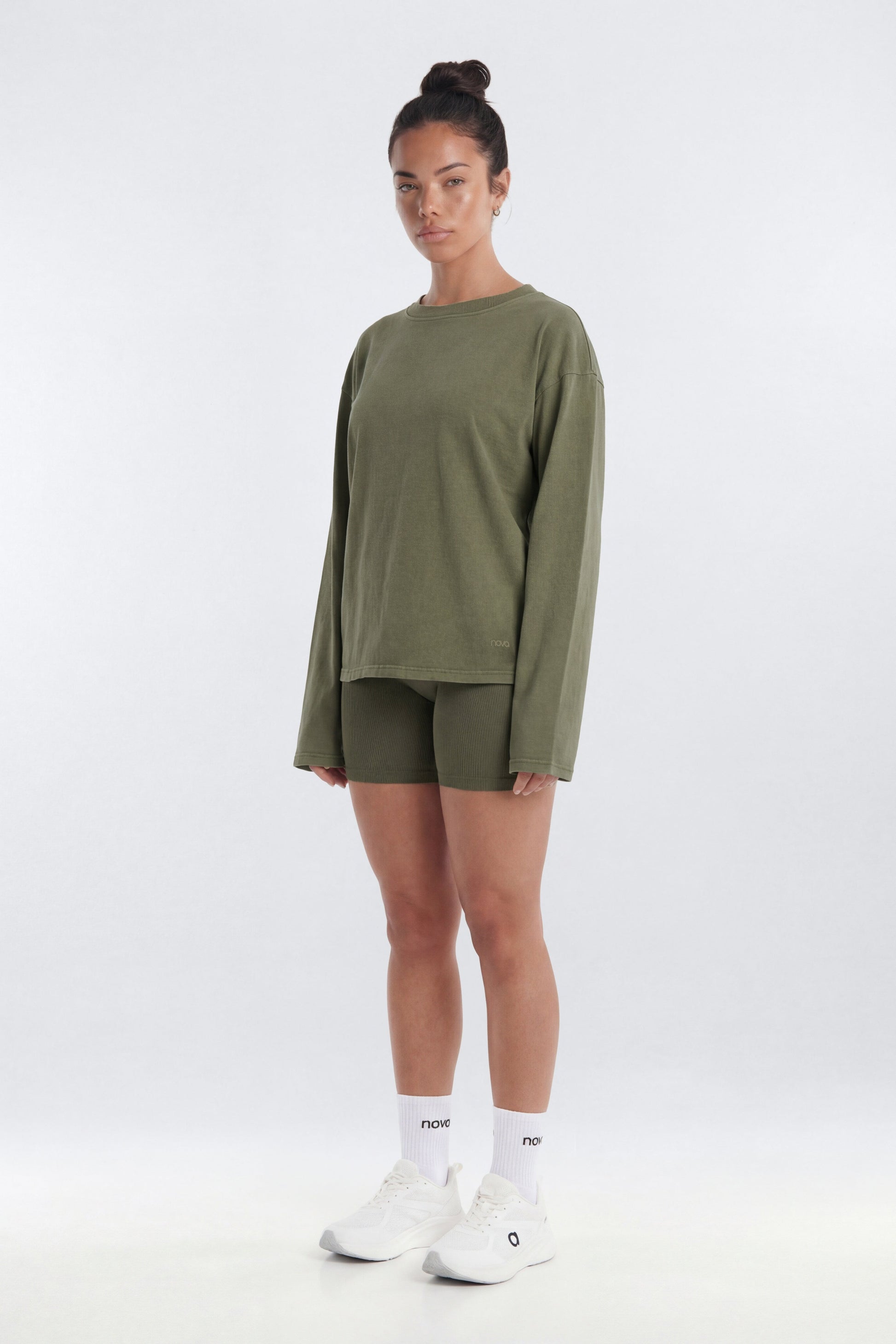 Cotton Jersey Oversized Long Sleeve Top - Moss Fashion Nova