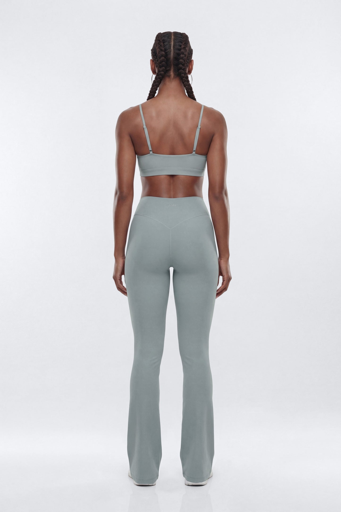 AirSculpt™ 32″ Cross Front Mid Rise Flare Legging - Steel Fashion Nova