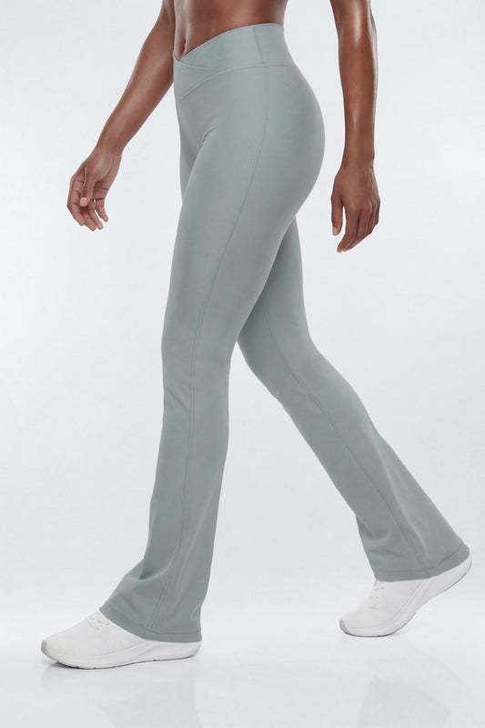 AirSculpt™ 32″ Cross Front Mid Rise Flare Legging - Steel Fashion Nova