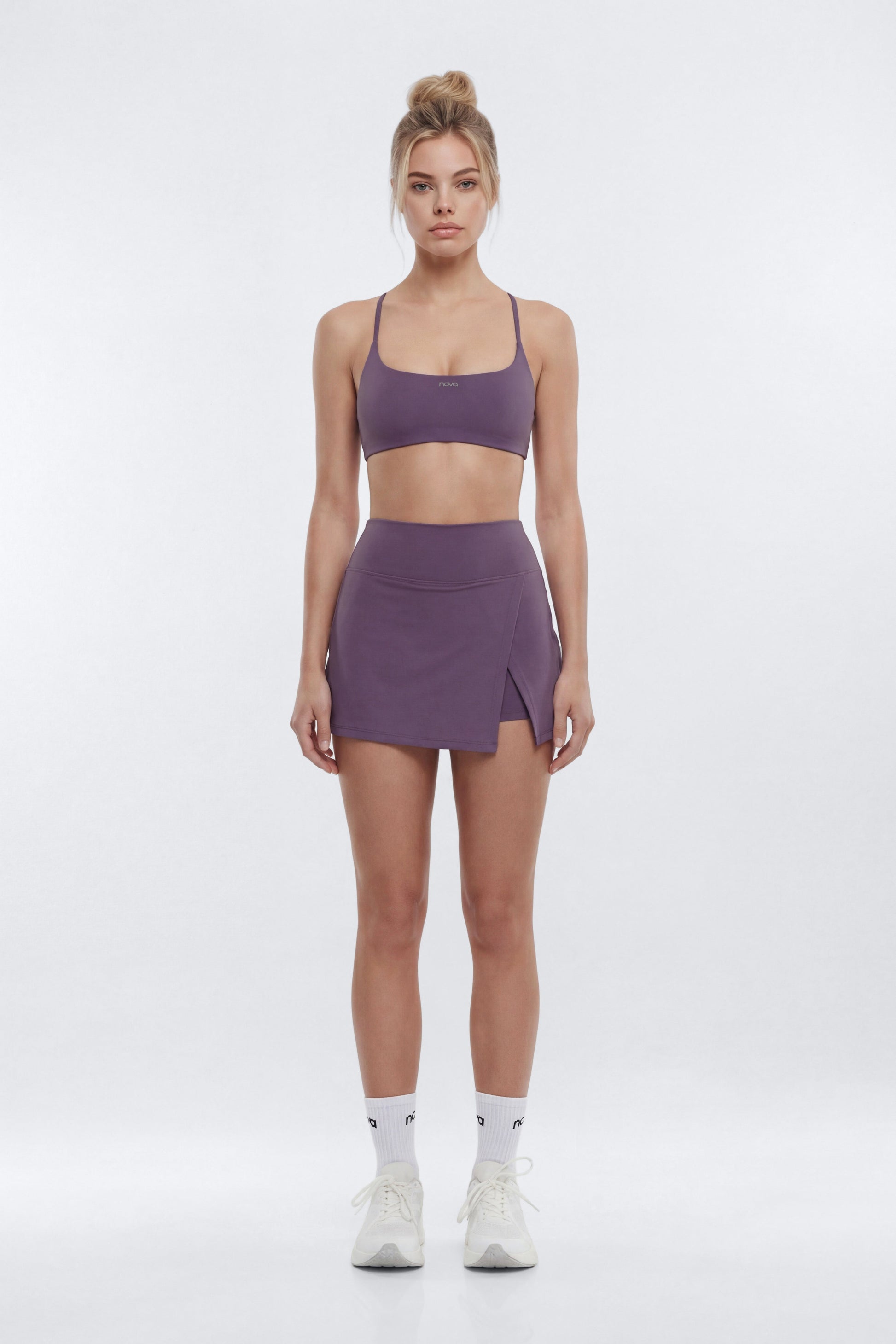 CloudForm™ Front Wrap Sports Mini Skort - Iris Fashion Nova