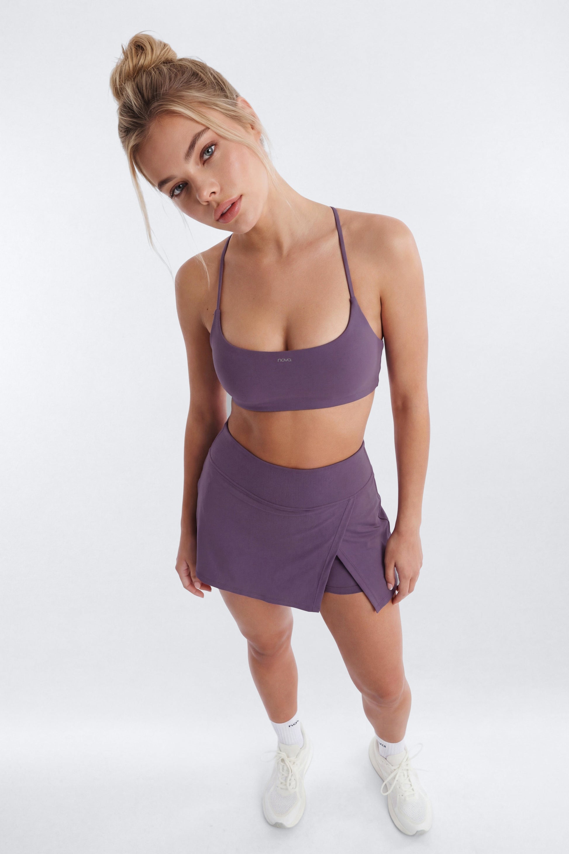 CloudForm™ Front Wrap Sports Mini Skort - Iris Fashion Nova