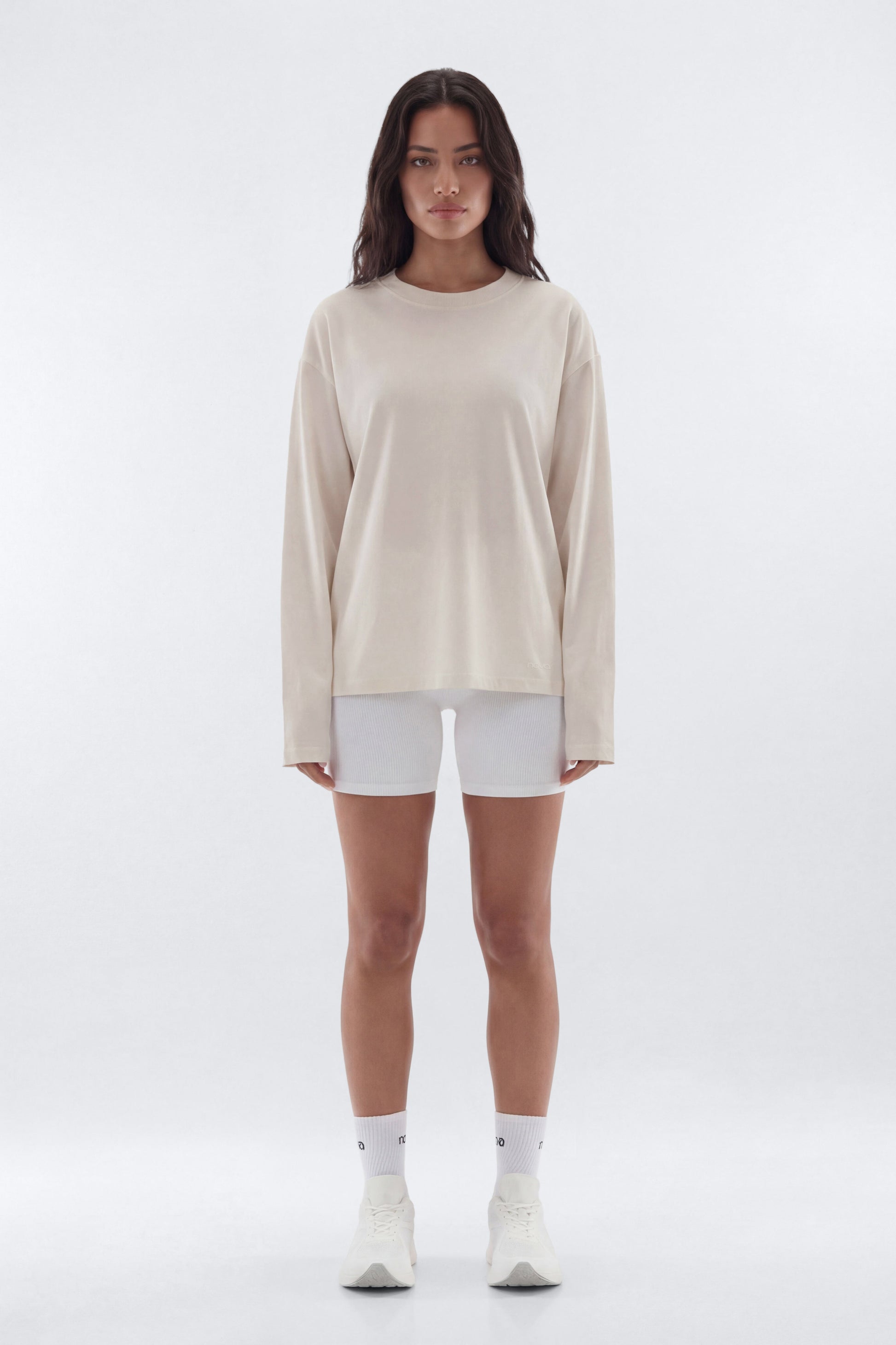 Cotton Jersey Oversized Long Sleeve Top - Bright White Fashion Nova