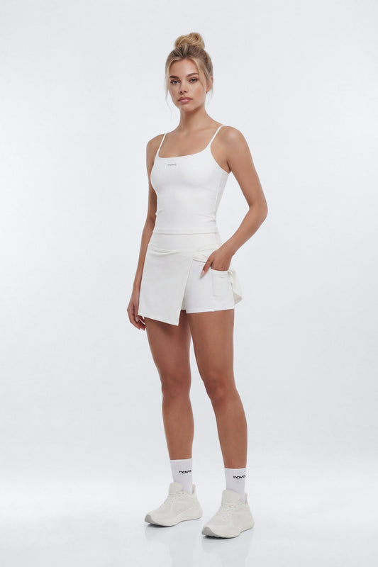 CloudForm™ Front Wrap Sports Mini Skort - Bright White Fashion Nova