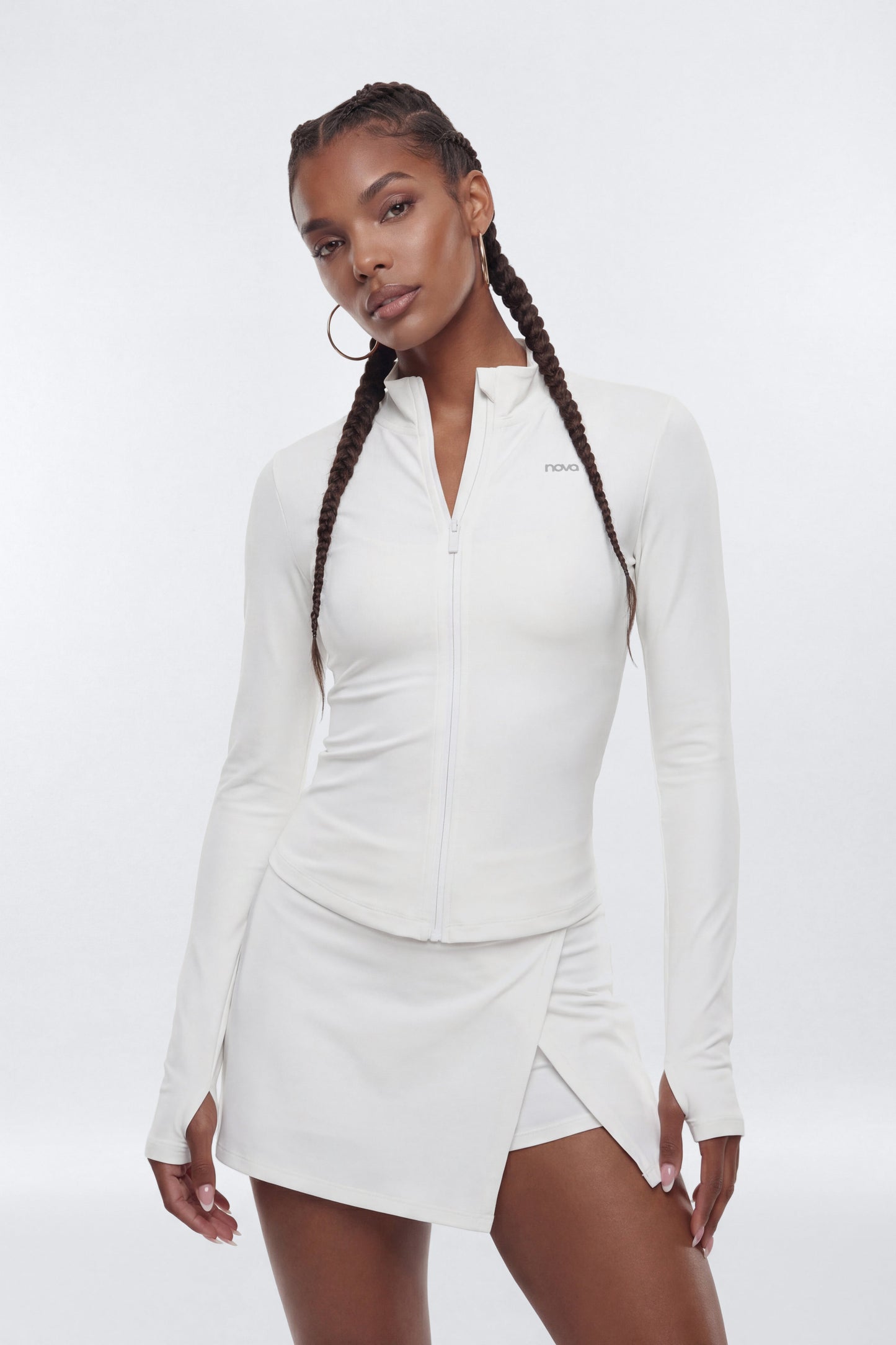 CloudForm™ Long Sleeve Full Zip Jacket - Bright White Fashion Nova