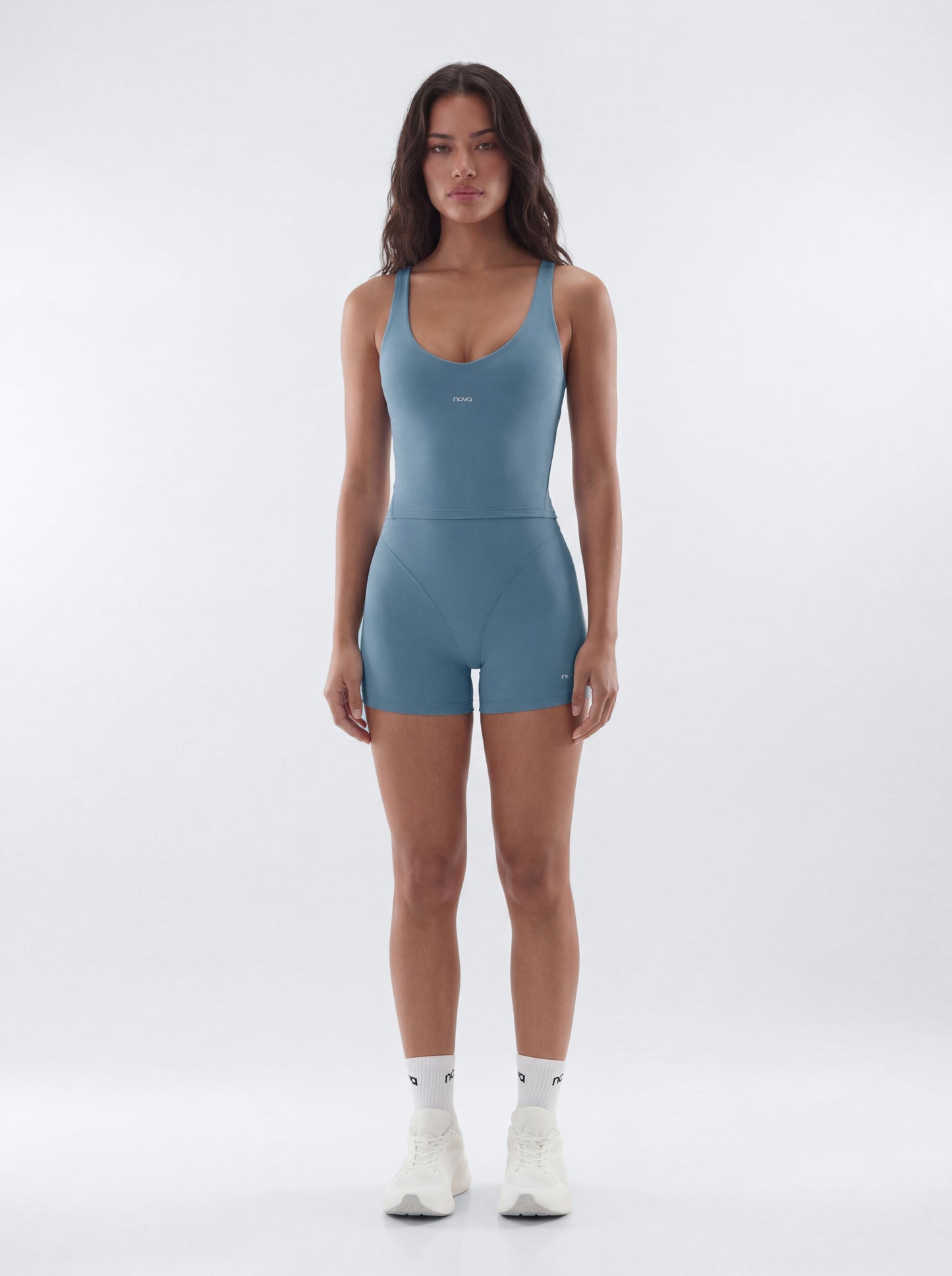 ProStretch™ V Neck Sports Tank - Soft Indigo
