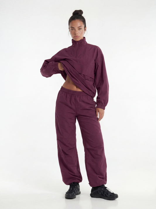 CoreNylon 32″ Wide Leg Track Pant - Merlot