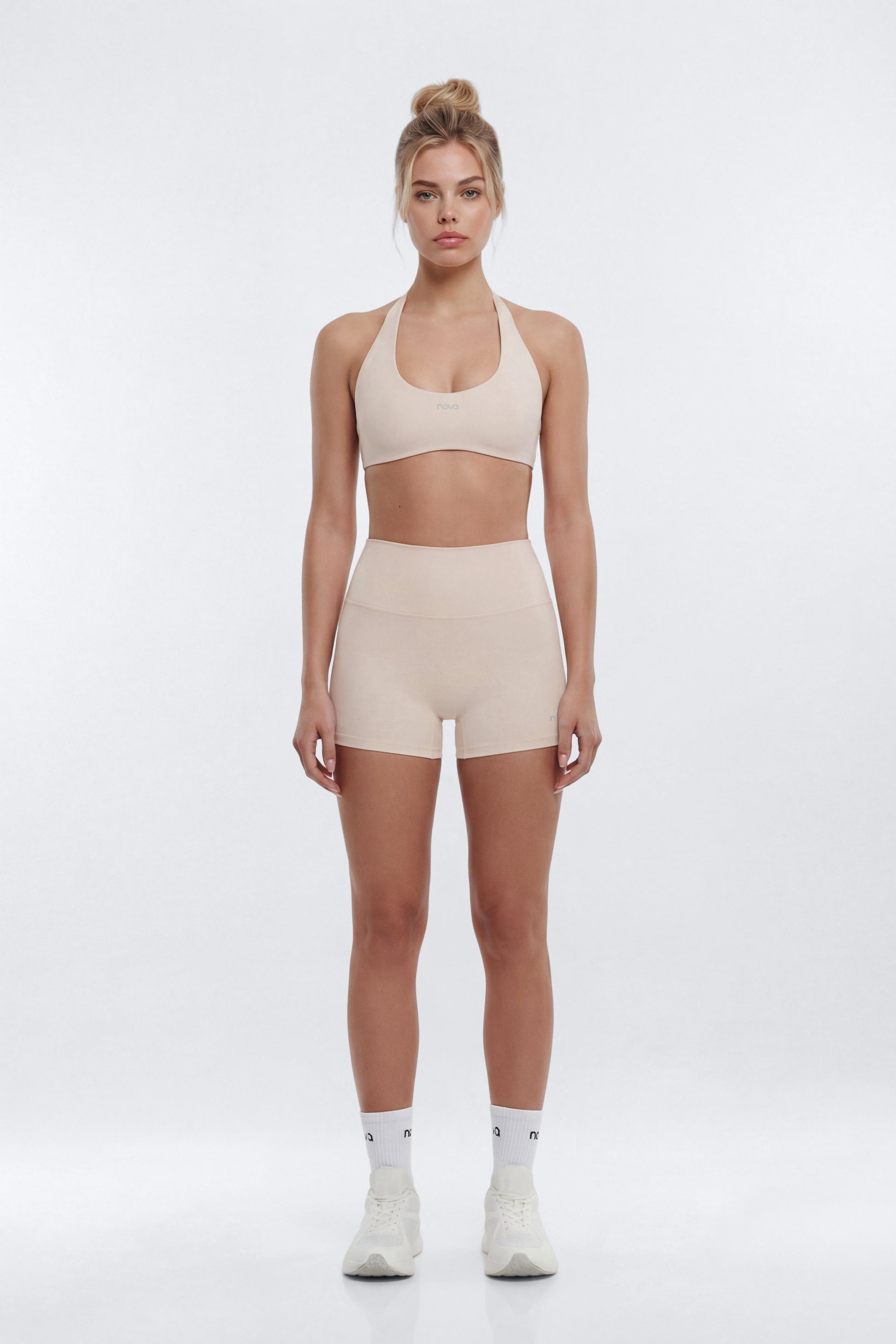 AirSculpt™ Scoop Halter Sports Bra - Oat Milk Fashion Nova