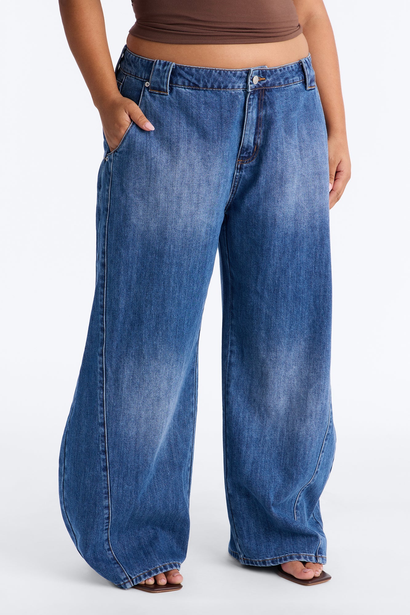 Torrance Loose Fit Stretch Barrel Jeans - Dark Wash