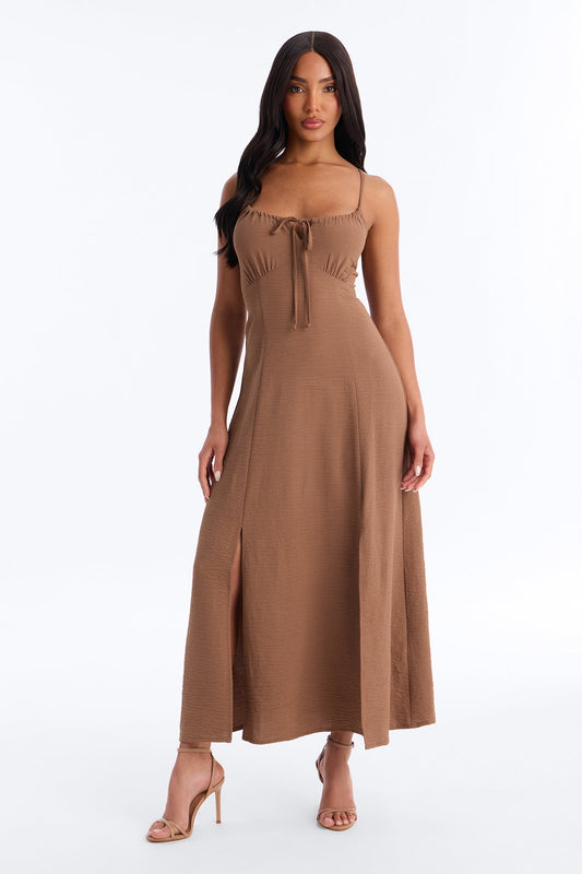 Sadie Sleeveless Airflow Maxi Dress - Brown