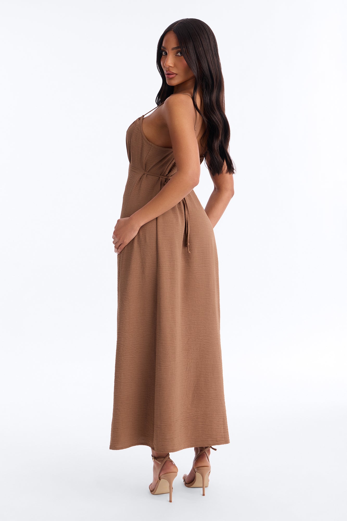 Sadie Sleeveless Airflow Maxi Dress - Brown