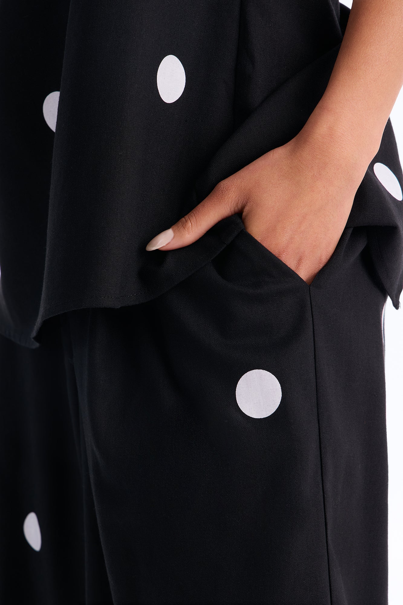Masie Strapless Polka Dot Pant Set - Black