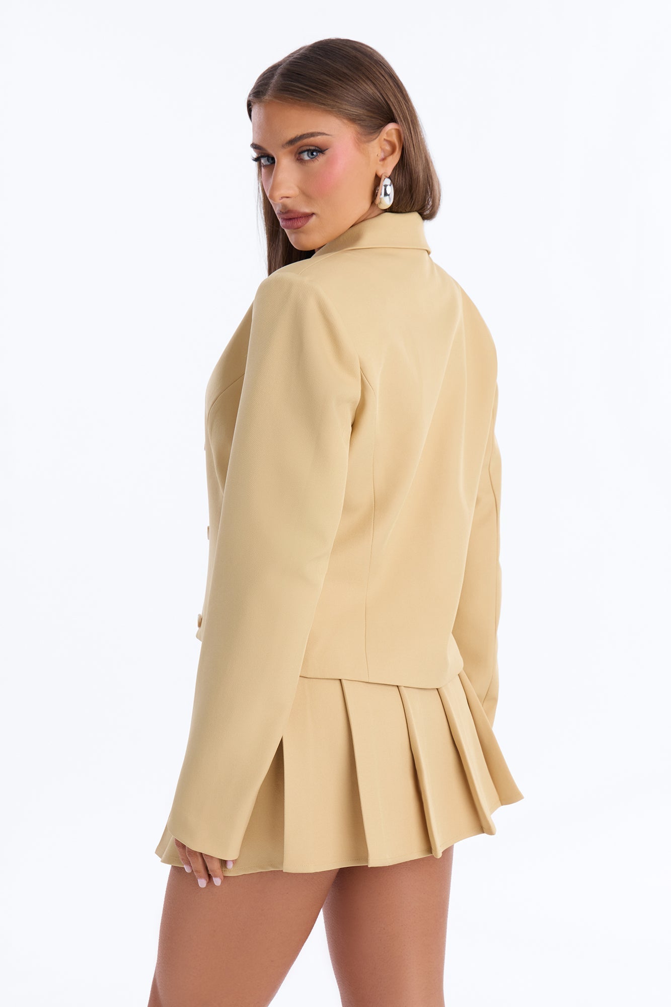Walk the Talk Fitted Collared Blazer - Khaki Fashion Nova