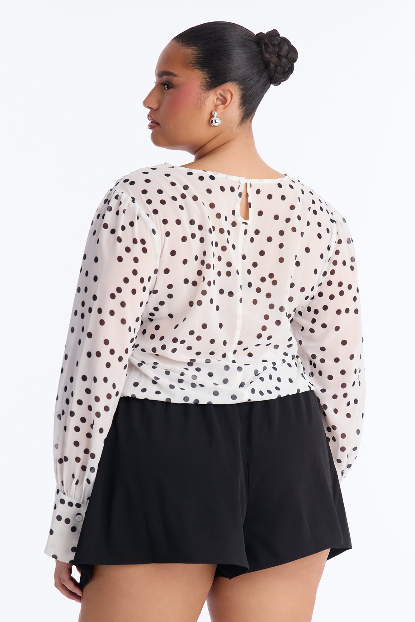 Polka Dot Vibe Chiffon Romper - Black/White