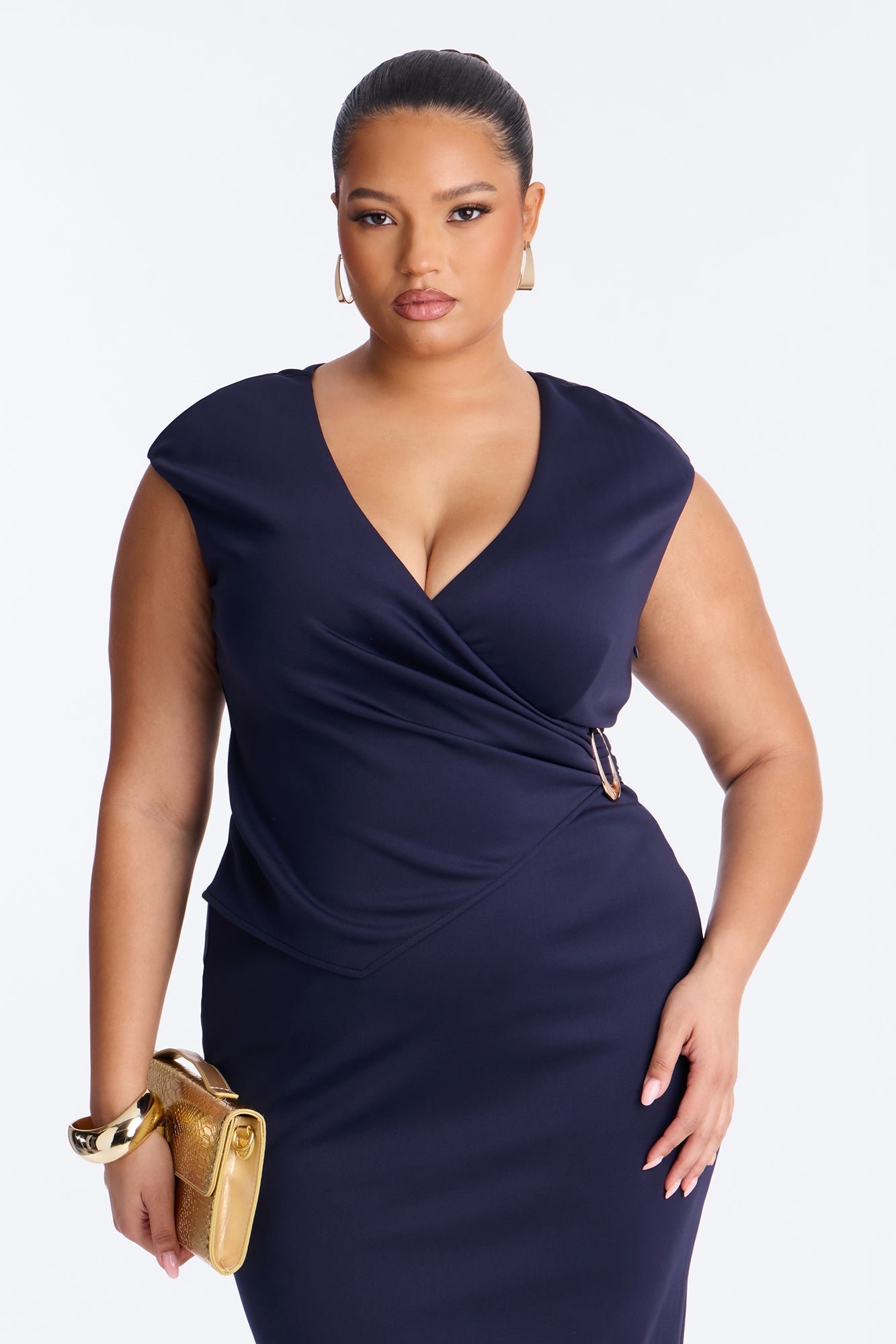 Irena Wrap Midi Dress - Navy