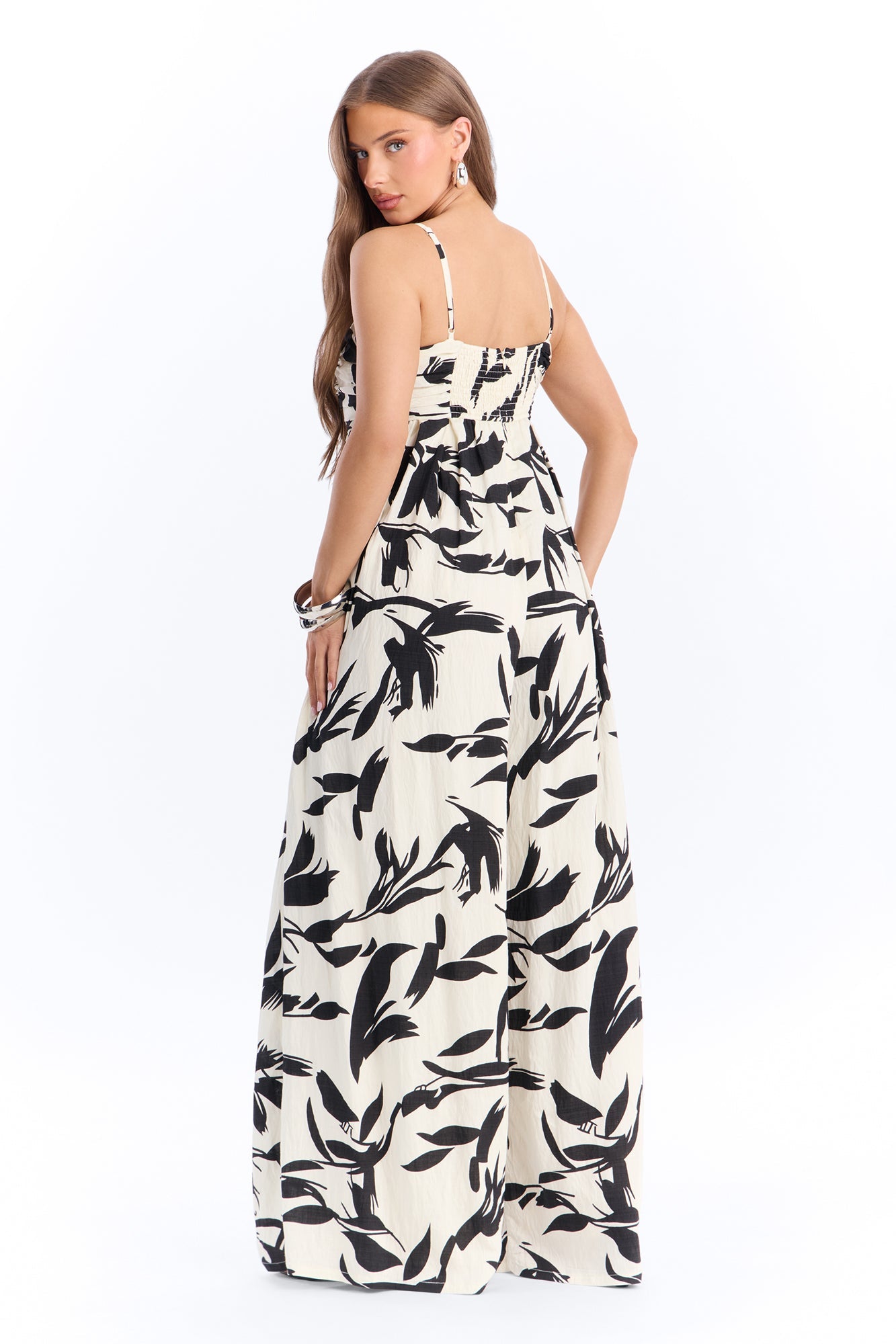 Trina Wide Leg Jumpsuit - Black/White