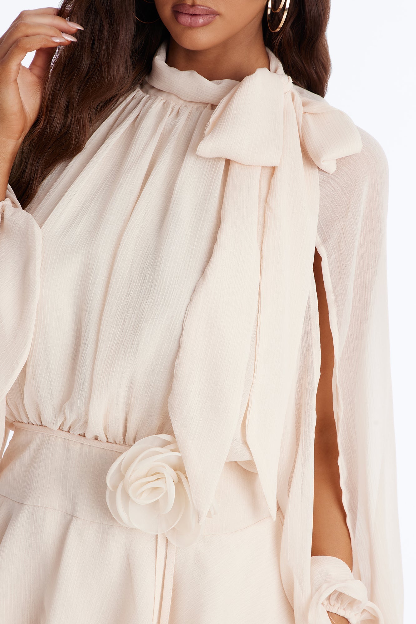 Genevieve Chiffon Ruffle Romper - Peach
