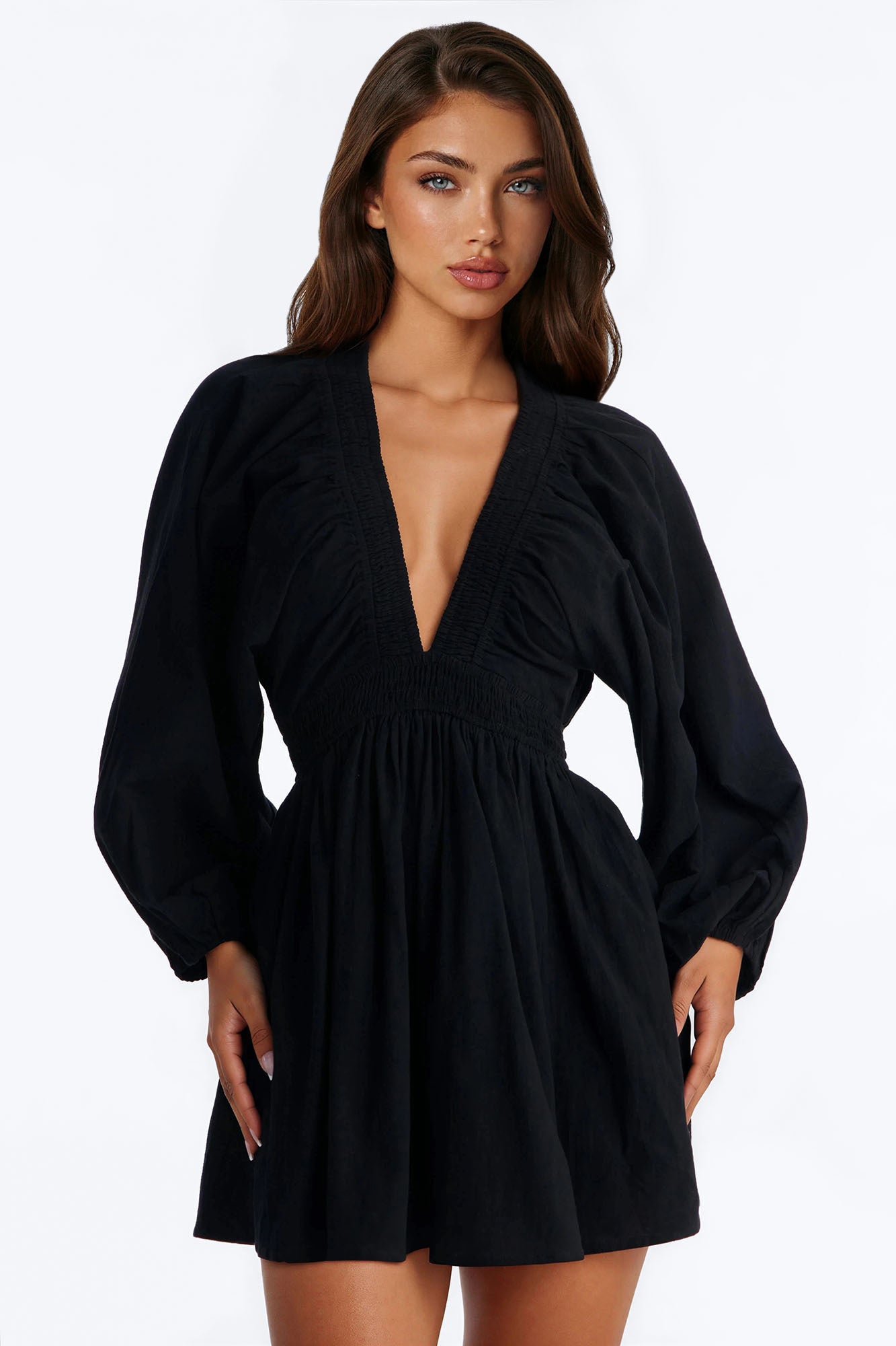 Rory Poplin Mini Dress - Black Fashion Nova