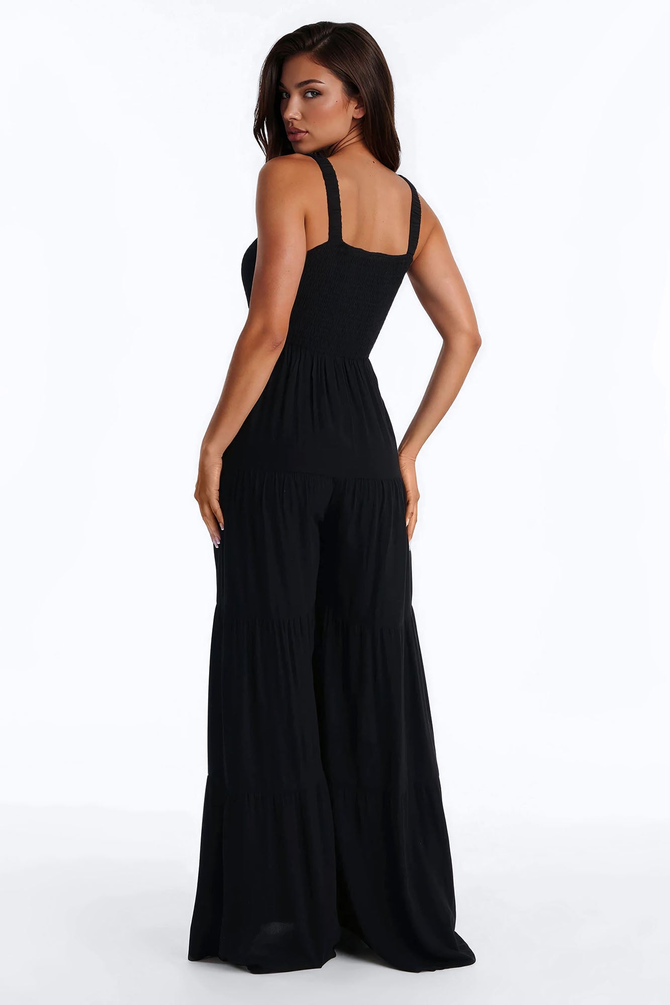 Risa Tiered Wide Leg Jumpsuit - Black Fashion Nova