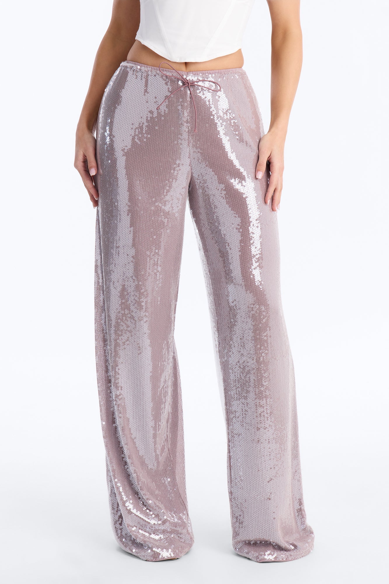 Glow Time Sequin Embellished Pants - Orchid