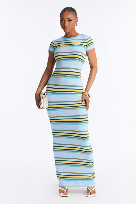 Bennie Striped Sweater Maxi Dress - Blue/combo