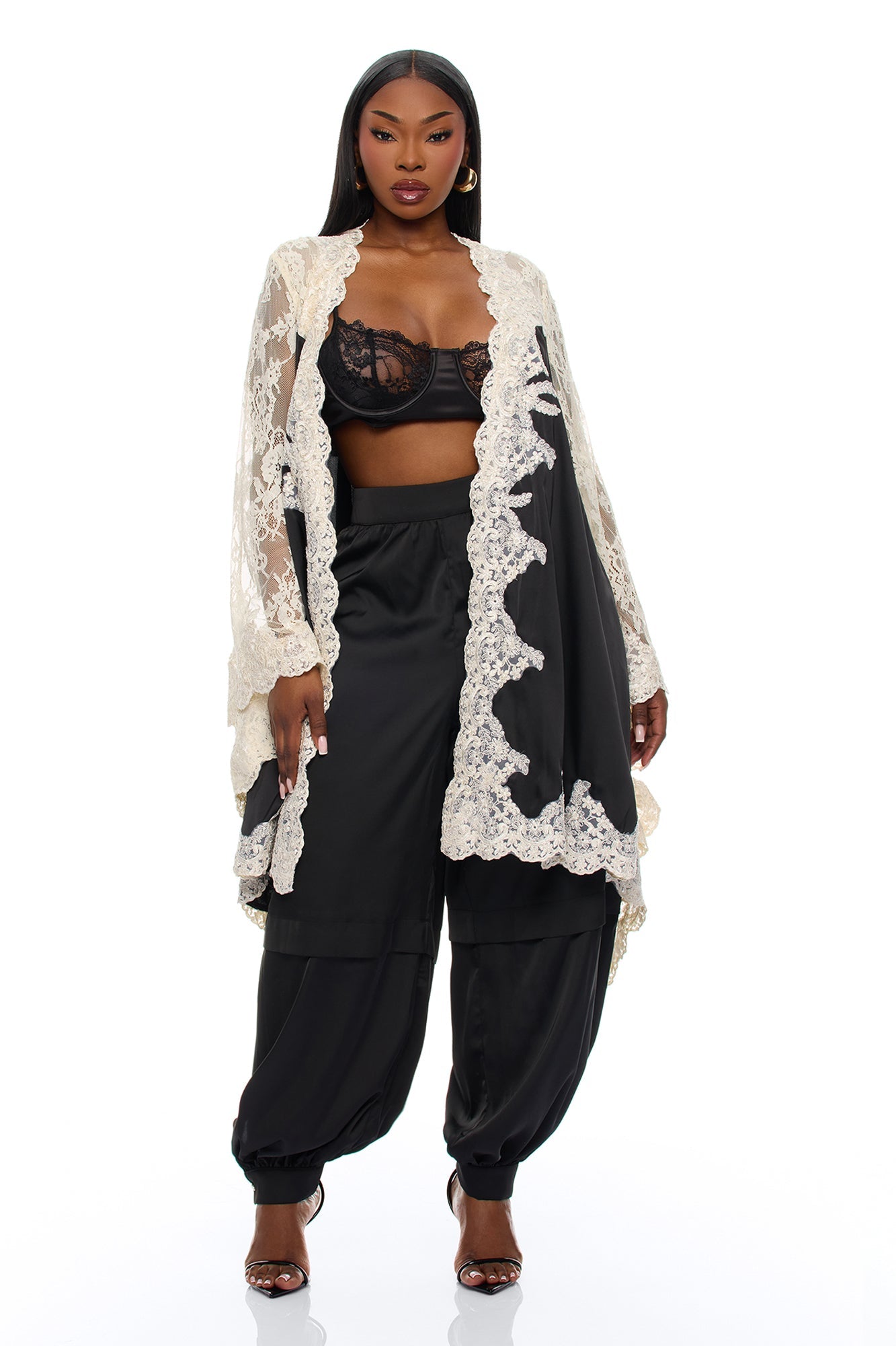Cathryn Satin Balloon Pant - Black