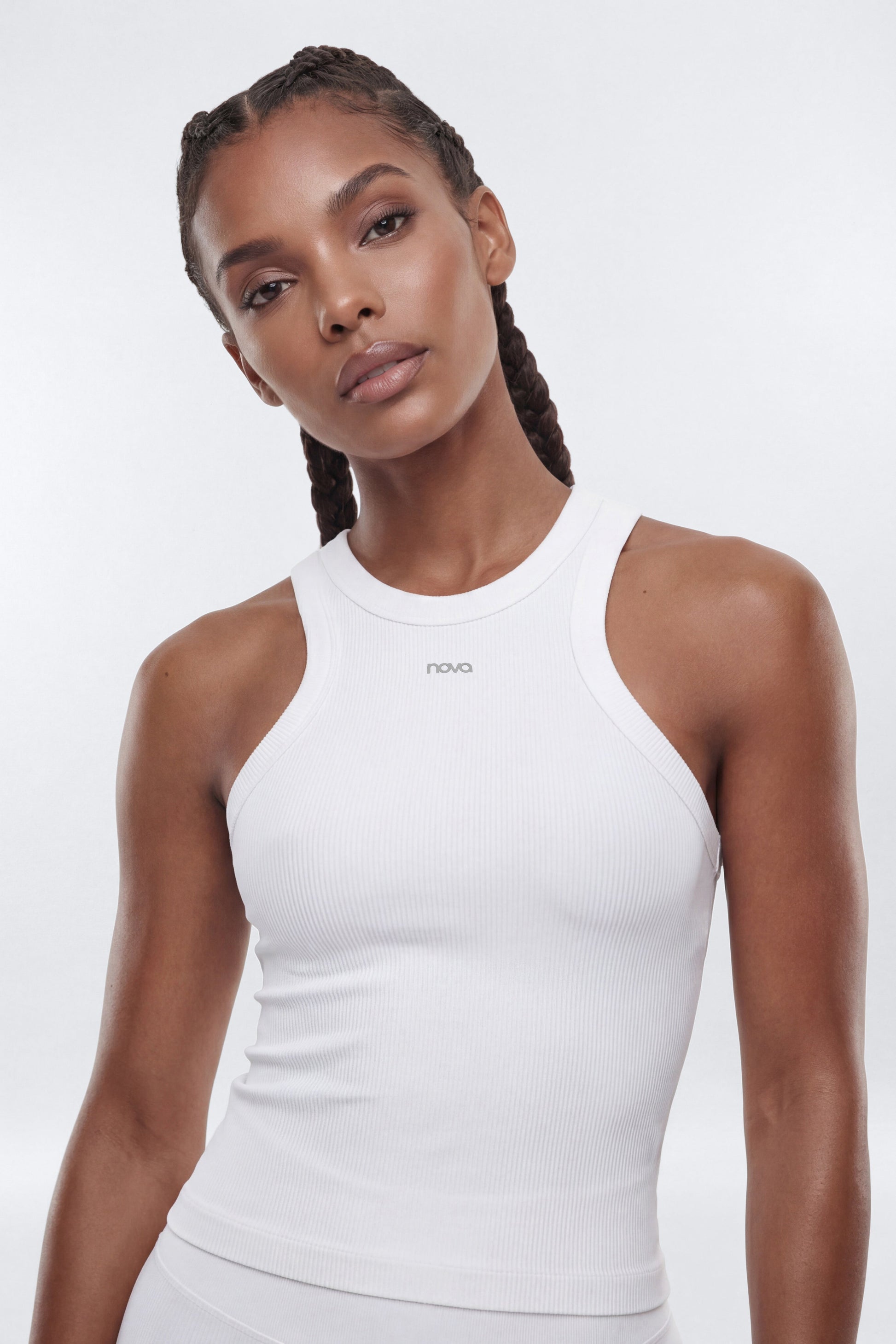 SeamlessLift™ Active Double Racer Tank - Bright White Fashion Nova