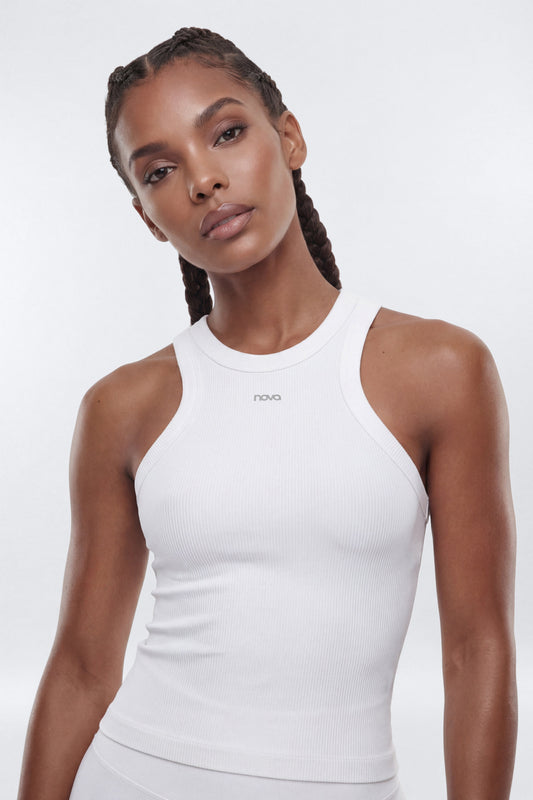 SeamlessLift™ Active Double Racer Tank - Bright White Fashion Nova