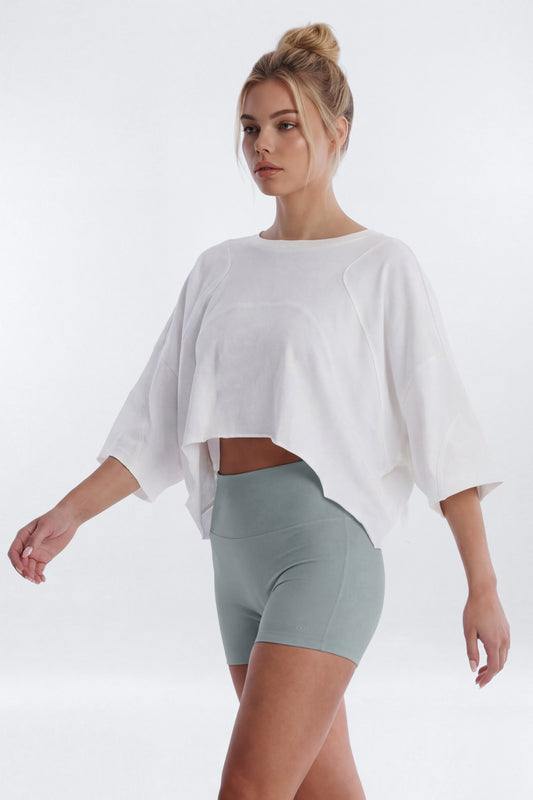 Cotton Jersey Oversized Stitched Short Sleeve Top - Bright White Fashion Nova
