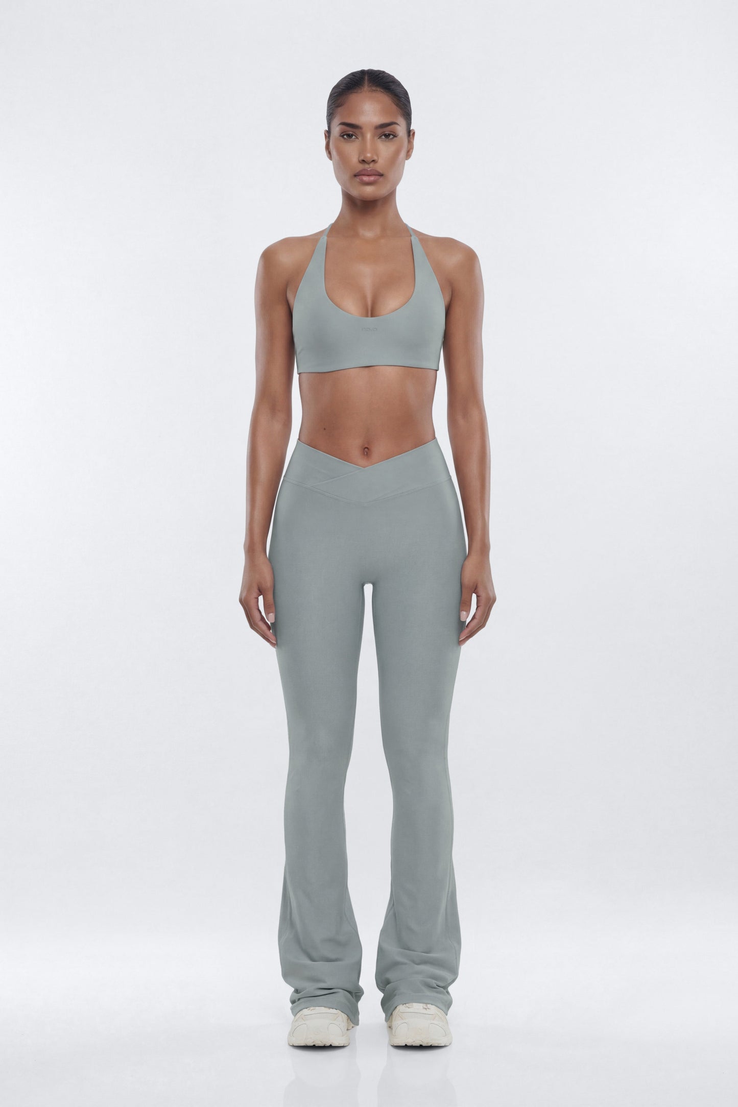 AirSculpt™ Scoop Halter Sports Bra - Steel Fashion Nova