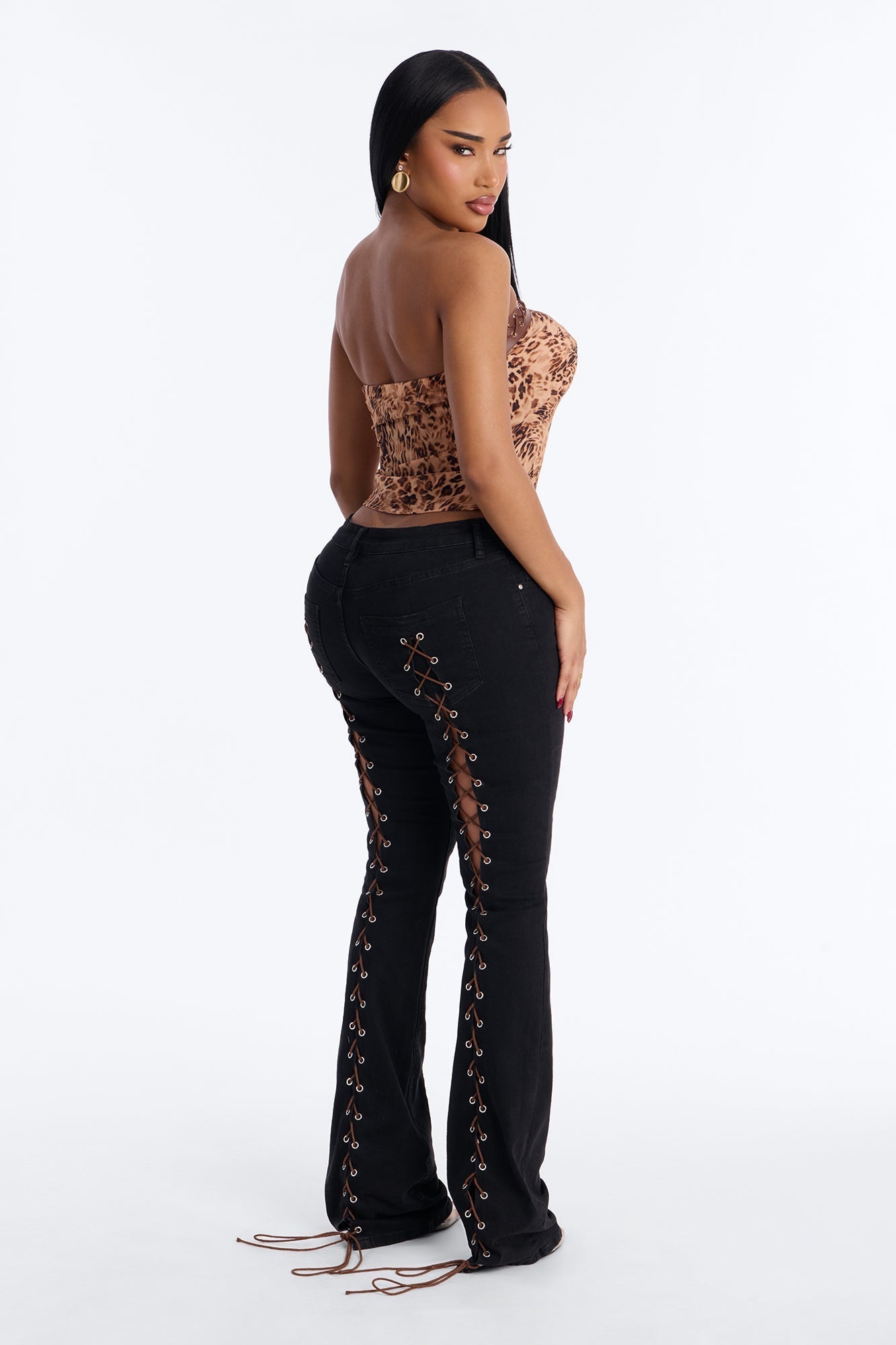 Crossfire Lace Up Bootcut Jeans - Black Wash Fashion Nova
